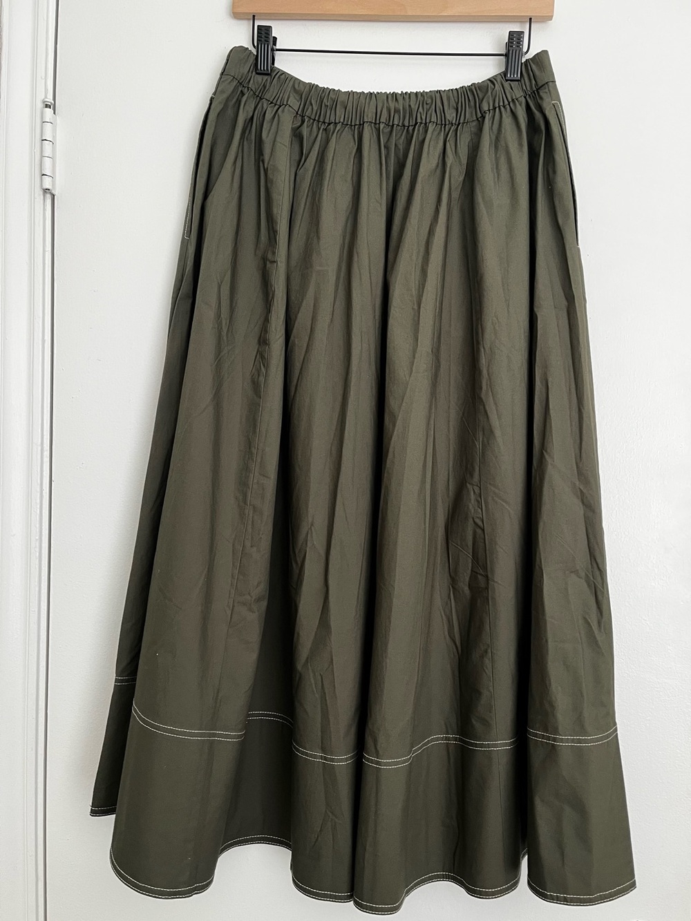 NWT J.Crew Contrast-stitch Midi Skirt in Cotton Poplin NWT Size 10 - Picture 6 of 10